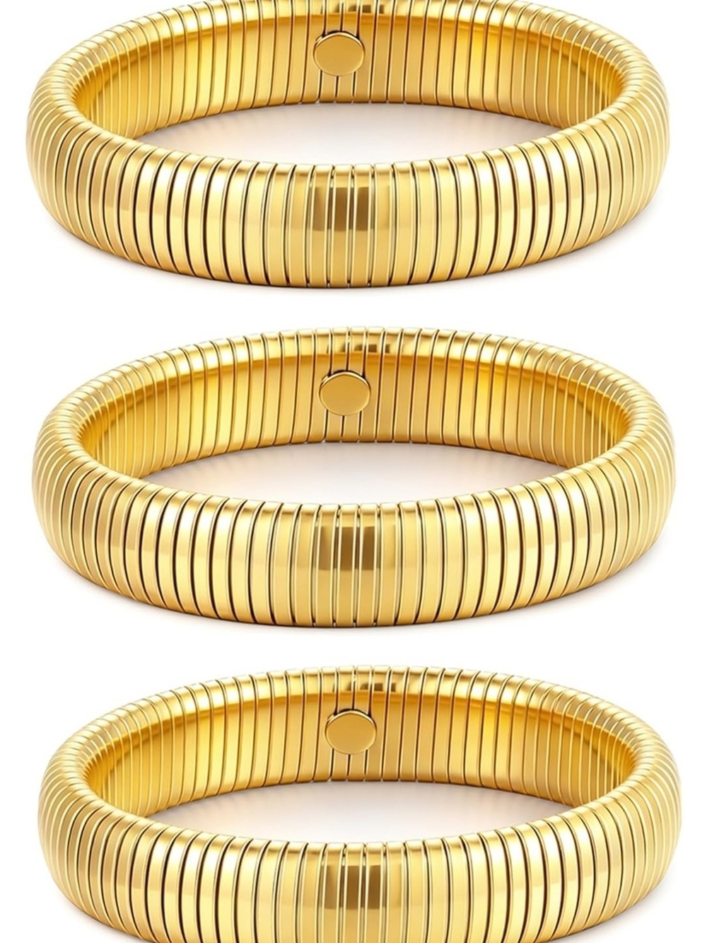 Gold Ribbed Stretch Bracelet - Women Jewelry